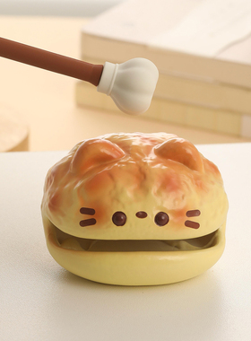 猫咪面包木鱼敲桌面解压摆件