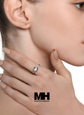 MonsterHarmony椭圆母贝锆石戒指