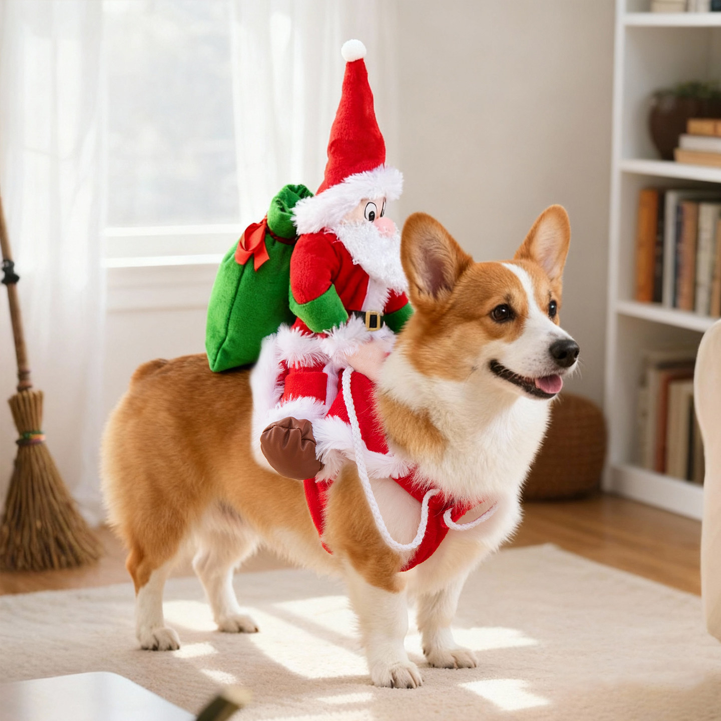 圣诞节狗狗服装新款圣诞老人毛绒骑马装金毛柴犬猫咪宠物节日服饰,淘宝优惠券,粉丝福利购,淘宝优惠卷