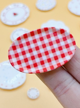 迷你可爱卡通微缩盘子餐具仿陶瓷碟多尺寸 娃娃屋diy树脂小摆件