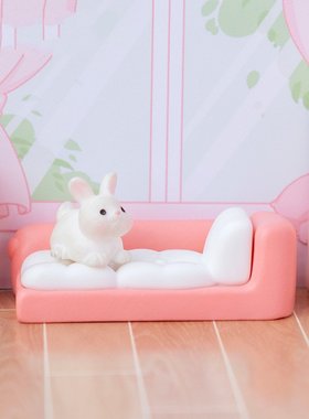 迷你微景观创意粉嫩小家具客厅沙发猫爬架电视茶机书柜树脂小摆件