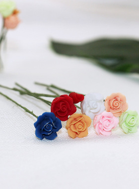 微缩食玩迷你玫瑰花树脂小摆件