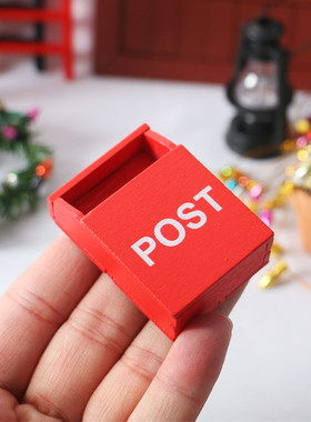 迷你复古邮箱盒红色信箱报箱报纸仿真食玩模型小摆件圣诞节日装饰