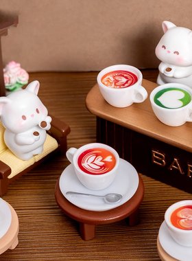 微缩食玩咖啡馆创意拉花咖啡杯饮料杯子树脂小摆件娃屋桌面装饰品