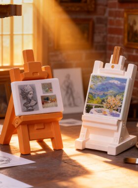迷你油画画板画架 微景观树脂装饰品娃娃屋造景办公室桌面小摆件
