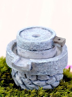 复古小摆件水车石臼石碾磨药磨