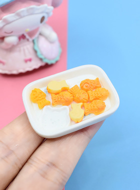 微缩食玩方形餐盘小饼干甜甜圈