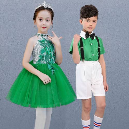 六一儿童节合唱演出服女童舞蹈蓬蓬裙男童礼服小学生毕业表演服装 - 图2