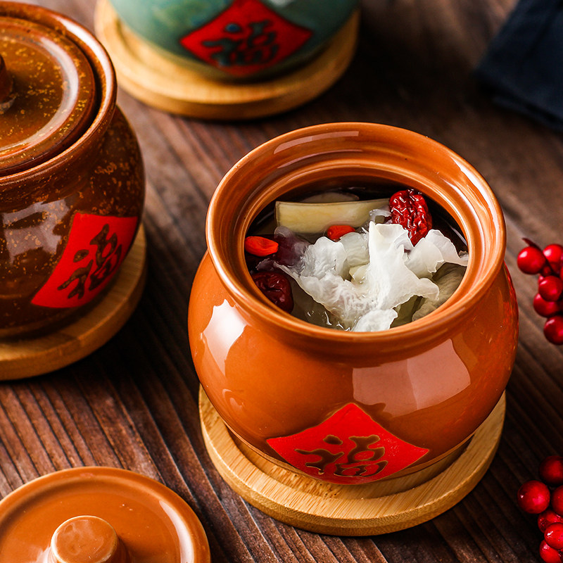 陶瓷炖盅炖罐带盖瓦罐煨汤家用小号老式餐厅酒店商用隔水盅燕窝盅