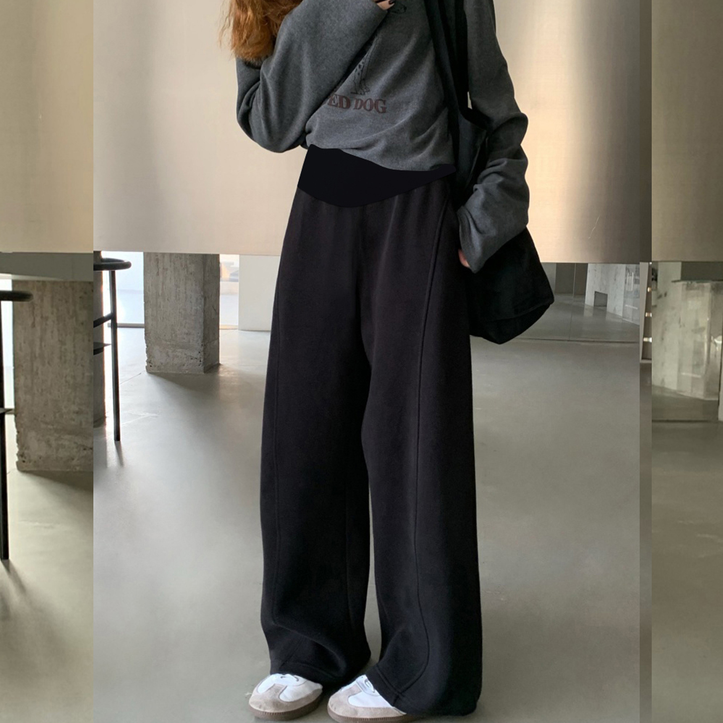 Maternity pants for spring, autumn and winter, loose casual and versatile fashion wide-leg floor-size scimitar sports sweatpants trendy
