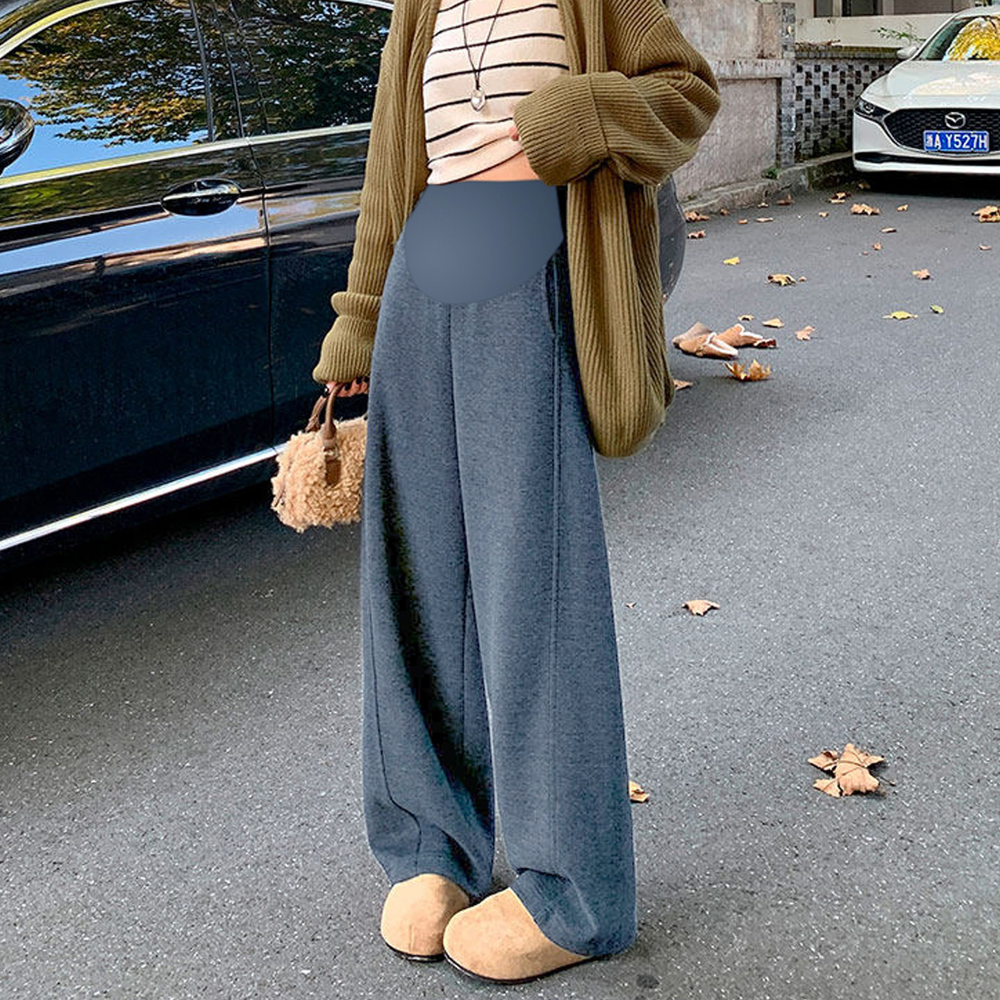 大码孕妇阔腿裤秋冬新品加绒加厚垂感糯米裤高腰宽松直筒弯刀长裤,淘宝优惠券,粉丝福利购,淘宝优惠卷