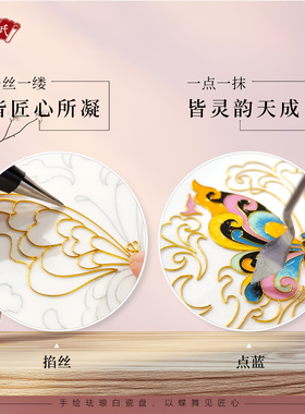 蝴蝶白瓷盘·手工diy釉料材料包