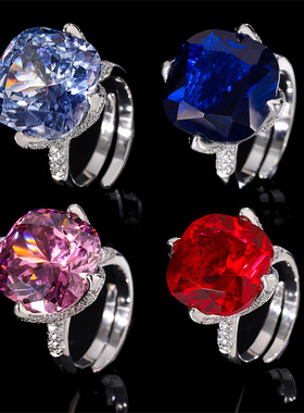 2024新款珠宝S925银镀18K金鸟巢切工时尚戒指女16*16指环戒圈饰品