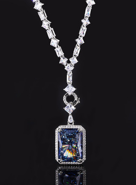 新款高档珠宝首饰套装鸟巢切工豪镶宴会吊坠项链主石15*20饰品