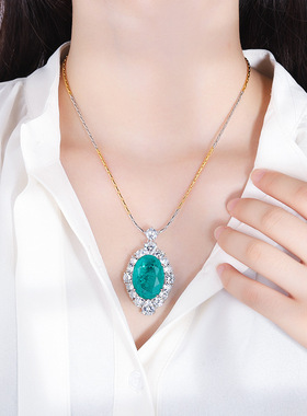 秋冬新款高档珠宝豪华镶嵌铜镀人工培育宝石底电镀双色项链饰品