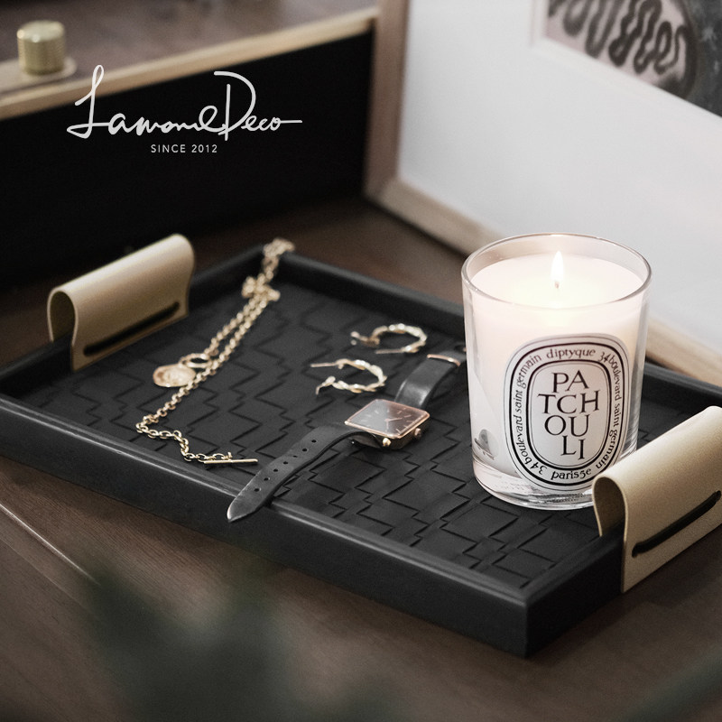 LamomeDeco香薰托盘轻奢高档茶几皮质首饰置物收纳托盘摆件实木,淘宝优惠券,粉丝福利购,淘宝优惠卷