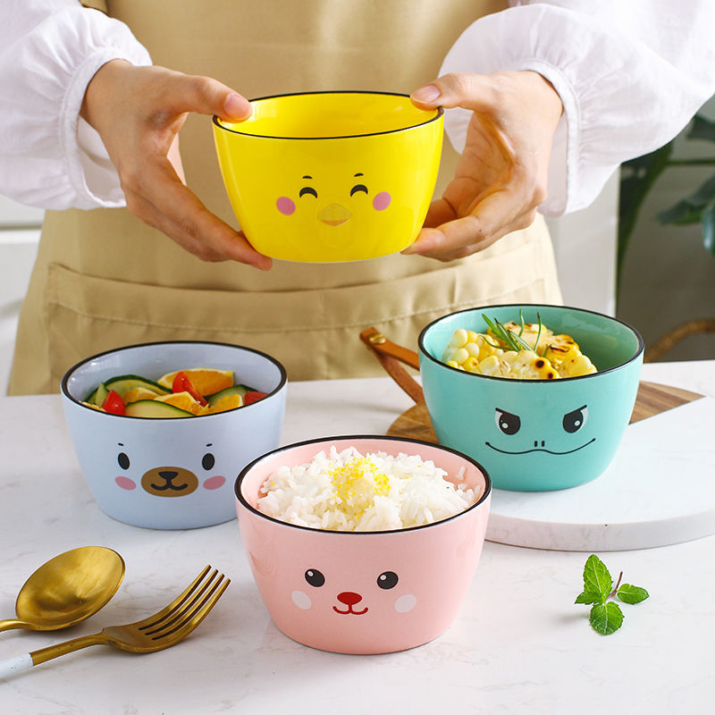 碗家用亲子碗卡通可爱儿童饭碗日式陶瓷汤碗甜品瓷碗单个学生小碗 - 图2