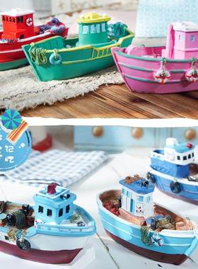 树脂船模型摆件海洋风格装饰品海边旅游纪念品道具船小船摆件船模