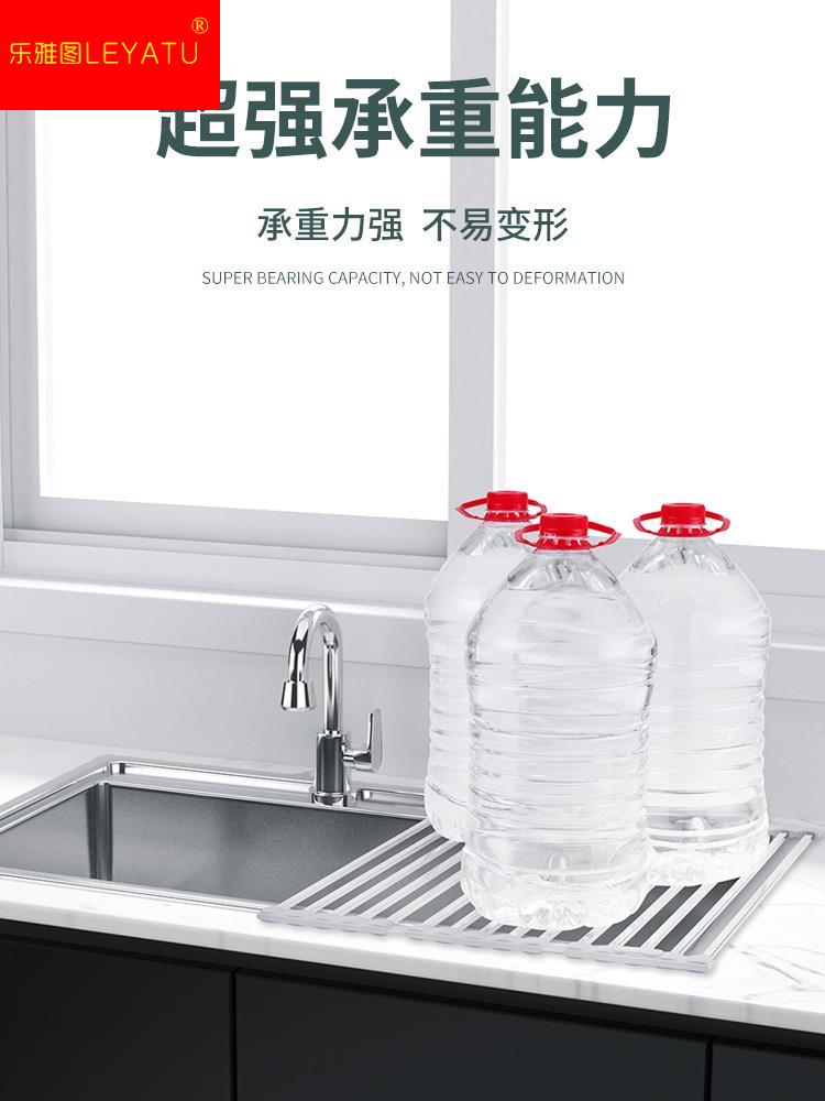 304材质沥水架可折叠水槽碗架洗碗池放碗盘碟收纳架篮厨房置物架 - 图0