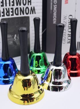 木柄铜铃手摇铃乐器8cm小课铃上下课铃铛手摇铃铛铜上课铃大课铃