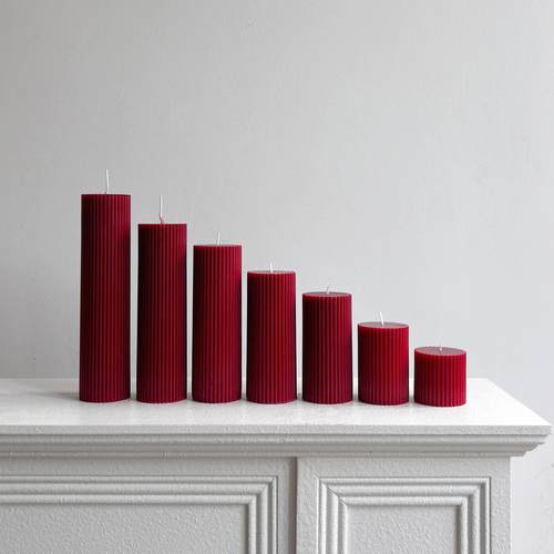 圆柱齿轮香薰蜡烛摆件酒红色小众高级浪漫烛光晚餐新年结婚伴手礼 - 图2