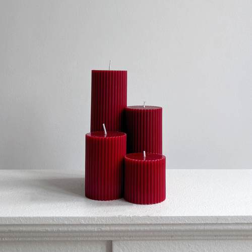 圆柱齿轮香薰蜡烛摆件酒红色小众高级浪漫烛光晚餐新年结婚伴手礼 - 图3