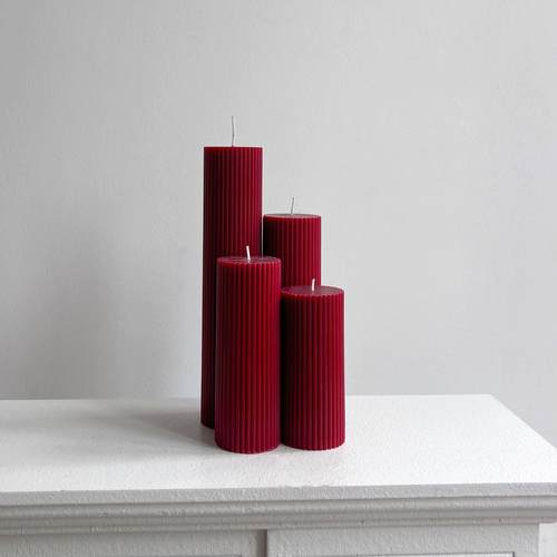 圆柱齿轮香薰蜡烛摆件酒红色小众高级浪漫烛光晚餐新年结婚伴手礼 - 图1