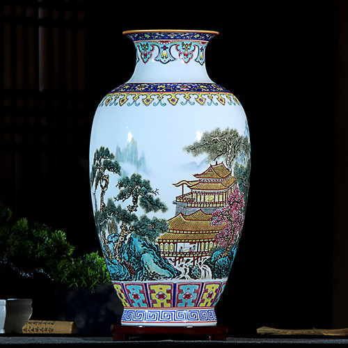 景德镇陶瓷器花瓶描金工艺中式家居客厅博古架玄关桌面装饰品摆件 - 图3