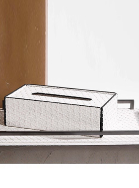 北欧简约现代皮艺白色托盘收纳盒摆件售楼处样板间酒店家庭软装