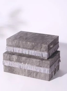 新中式木纹纸巾盒饰品盒装饰品摆件民宿卧室样板间梳妆台摆设