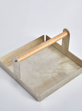 新中式简约几何艺术大理石托盘摆件酒店民宿样板间台面摆设