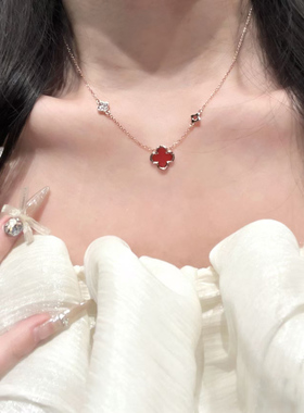四叶草项链纯银999女款气质款锁骨链小众轻奢吊坠520礼物送女朋友