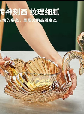 乔迁礼物摆件天鹅果盘糖果盘