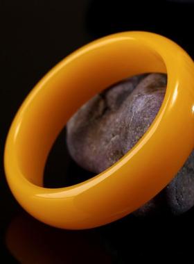 手镯黄款天然玉鸡油女玉镯证书蜜蜡子带金丝黄龙和田玉石子女加宽