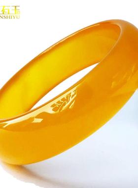 手镯黄女玉镯款玉髓玛瑙加宽玉镯子正品蜜蜡天然巴西加厚子证书5a