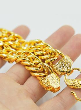 手链沙金金黄金越南久不掉色男士坦克扁镀金纯精品加厚福字仿貔貅