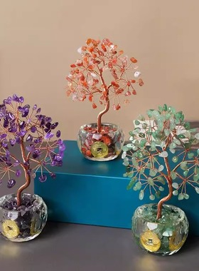 天然水晶合金钱币桌面摆件装饰品