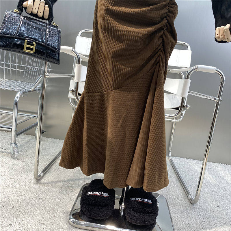  茶花有猫半身裙