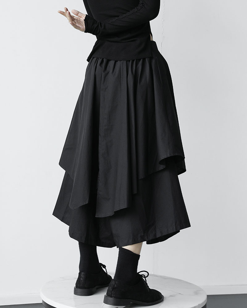  茶花有猫半身裙