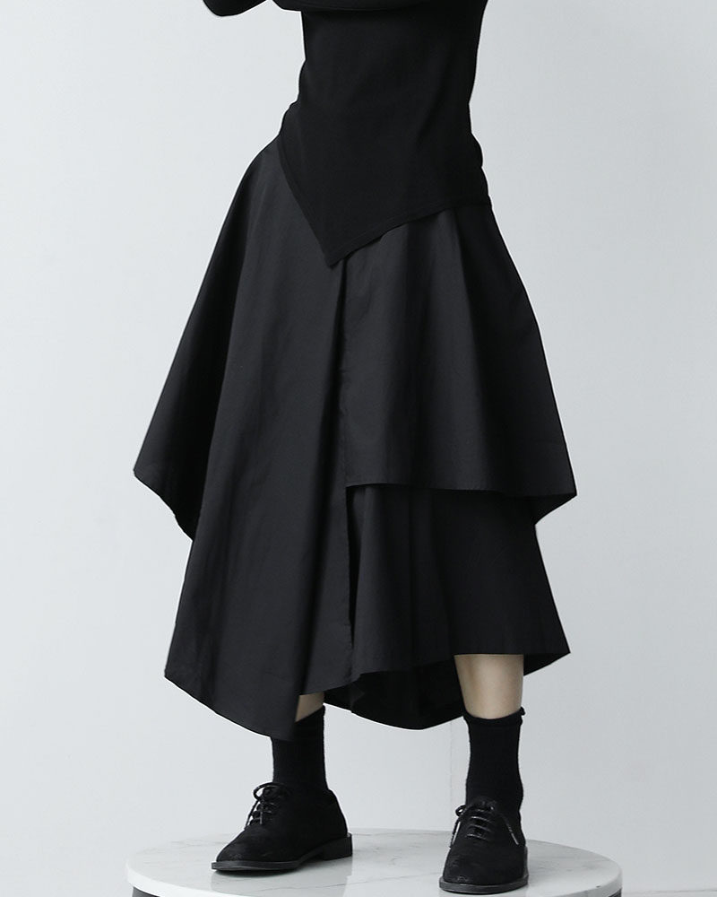  茶花有猫半身裙