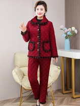Middle Aged Light Core Suede Cotton Clothes Suit Women Plus Suede Fashion Moms Winter Dress Cotton Padded Jacket Cotton Pants Two Sets Thickened Warm