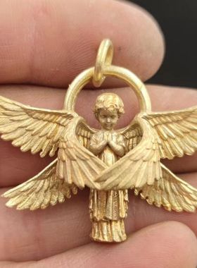 情侣好看的配饰黄铜天使吊坠项链