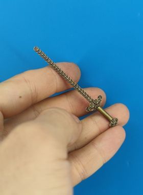 黄铜一体五帝钱铜钱剑养剑葫芦剑来雷击手工山鬼花钱随身挂件摆件
