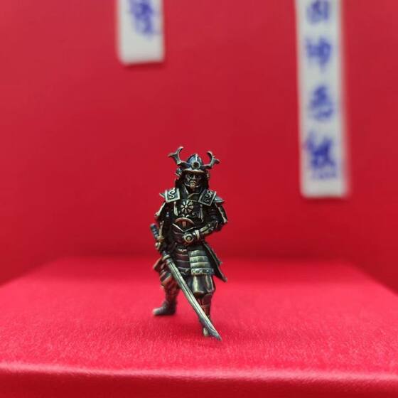 纯铜金属 斜刀 武士古代兵人玩具模型桌面游戏战棋子摆件军事手办