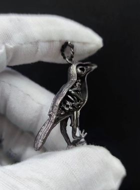 男女情侣黄铜复古个性乌鸦项链