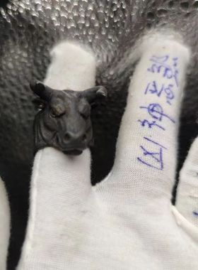 男黄铜霸气个性牛头戒指防身