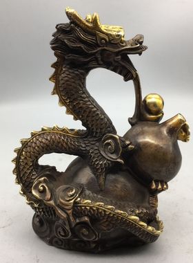 古玩铜器收藏葫芦飞龙摆件 家居装饰礼品 工艺精湛  包浆醇厚