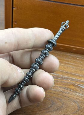 黄铜道家九节鞭铜古代兵器打神鞭赵公明法器锏降魔刃雕挂件钥匙扣