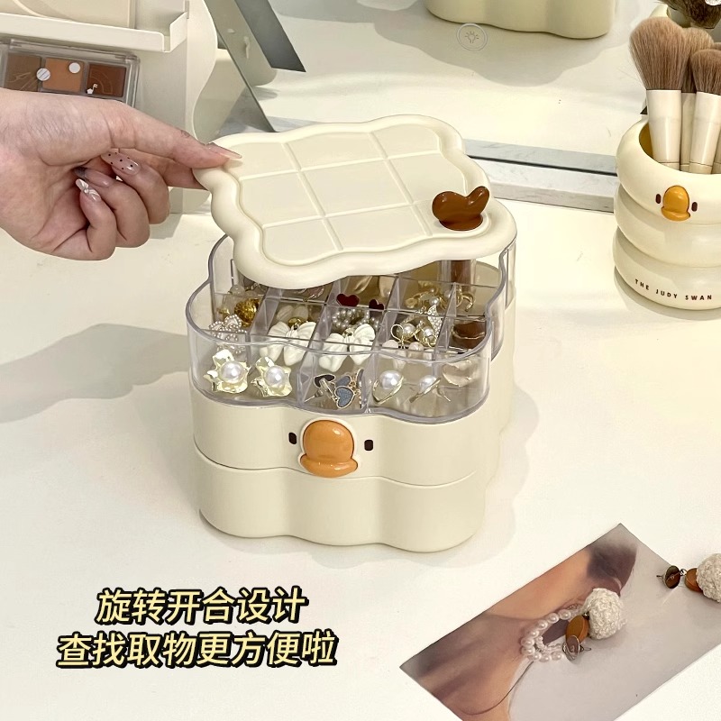 旋转首饰盒精致发饰饰品首饰耳环盒子项链戒指耳钉耳饰可爱收纳盒