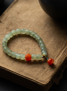 和田玉晴水7*8mm单圈手链老型珠D